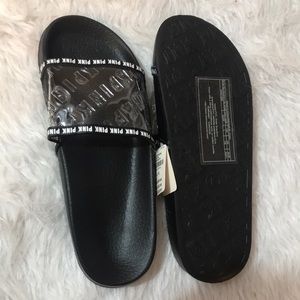 NWT PINK Clear and Black Slides